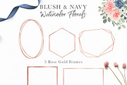 Blush and Navy Watercolor Florals, a Work Illustration by Momo Studio (Thumbnail 7 of 12)