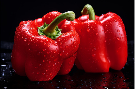 Vibrant Red bells peppers. Generate, a Food & Drink Photo by Ylivdesign