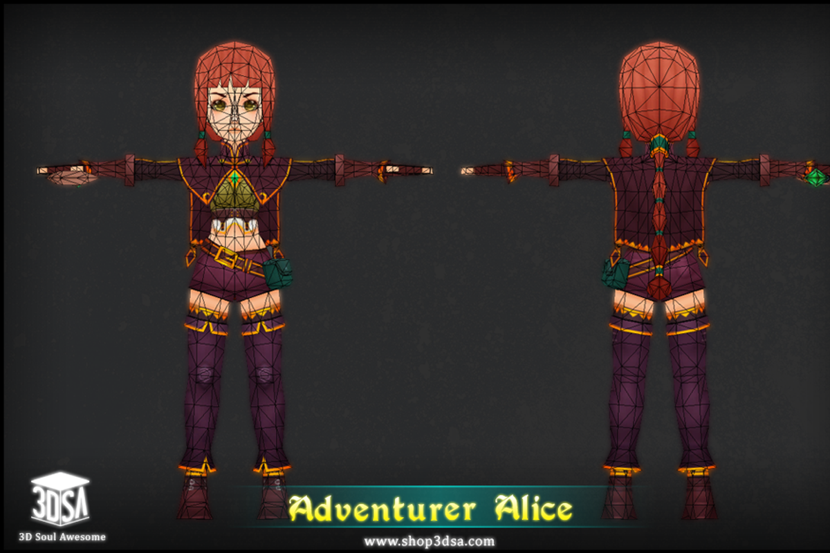 Adventurer Alice, a Characters & Person 3D Model by Meshtint Studio (Photo 3 of 5)