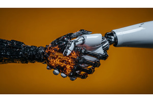 A human hand is shown shaking hands, a Technology Photo by ZinetroN