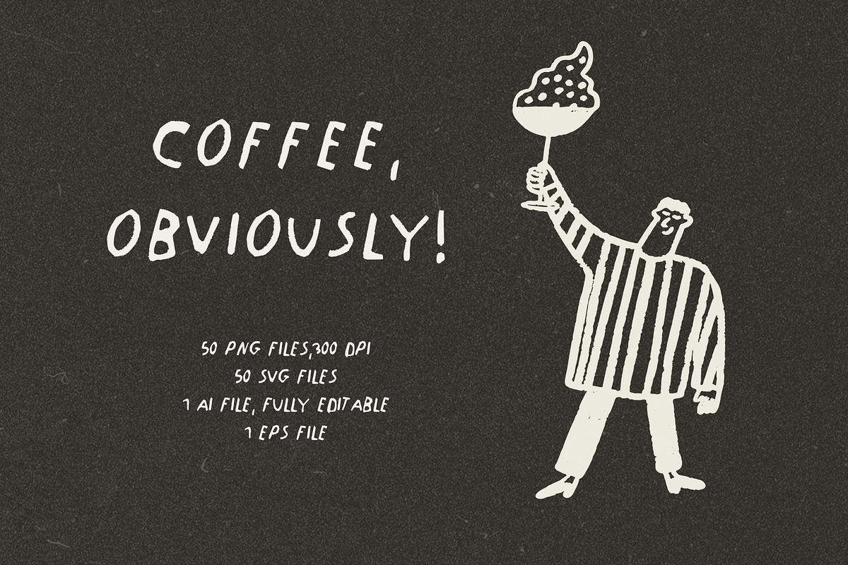 50 Hand-Drawn Сoffee Characters, a Food Illustration by Veyla (Photo 12 of 13)