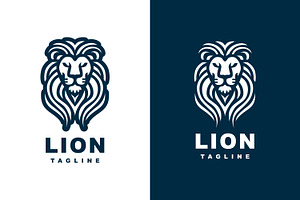 Lion Head Logo Design with Line Art, a Branding & Logo Template by Saba Vector