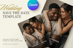 Modern Wedding Save the Date (Canva), an Invitation Template by Vasya Kobelev
