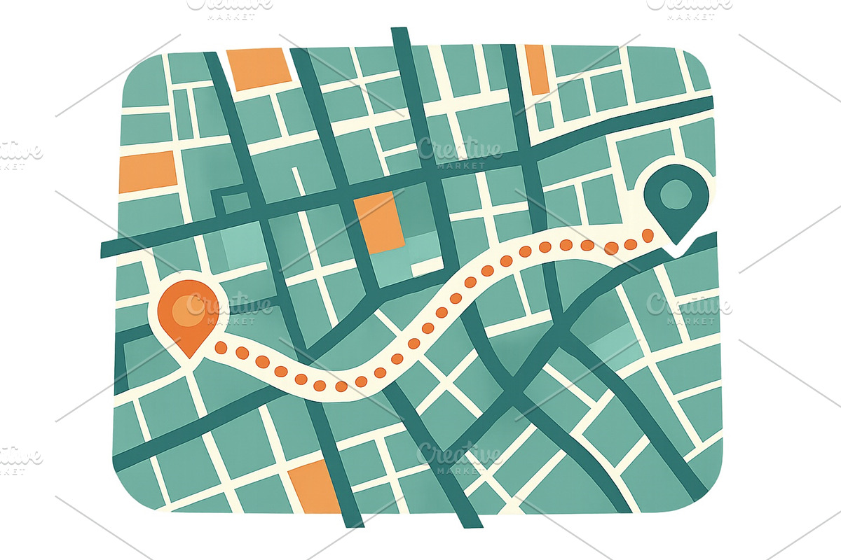 Map illustrating a journey from one, an Object Illustration by ZinetroN