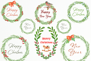 Christmas Decorations Watercolor Set, a Seasonal Illustration by Irina Avdeeva (Thumbnail 5 of 13)