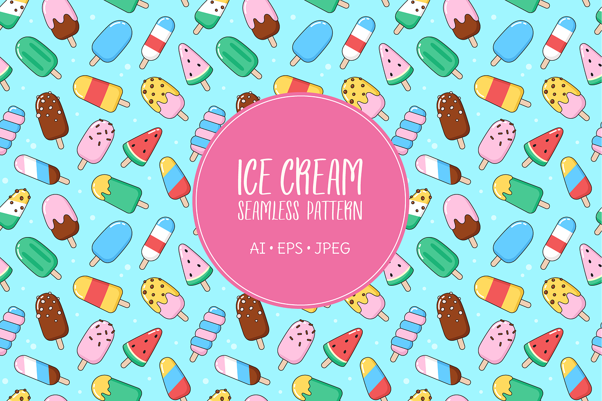 Simple ice cream pattern, an Illustration by Cmeree (Photo 1 of 3)