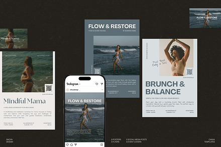 12 Wellness Event Canva Templates, a Marketing Template by Sikoya Design