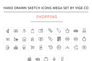 45 Shopping Sketch Icons