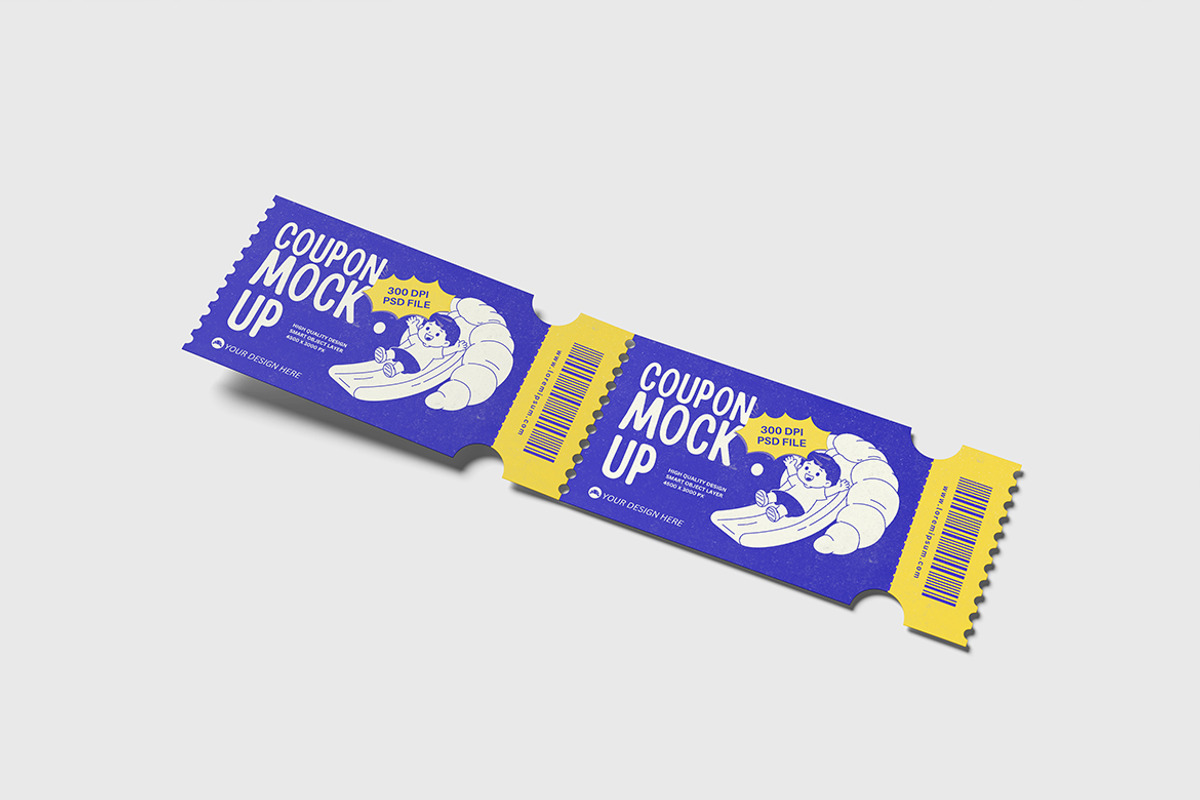 Realistic Coupon Mockup For Branding, an Advertising Mockup by bimockup (Photo 2 of 6)