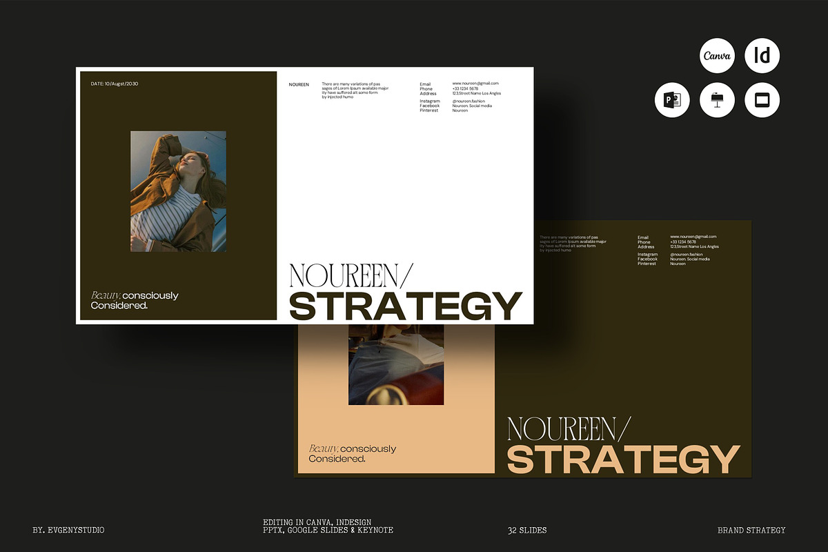 Noureen Brand Strategy Presentation, a Presentation Template by evgenystudio (Photo 1 of 11)