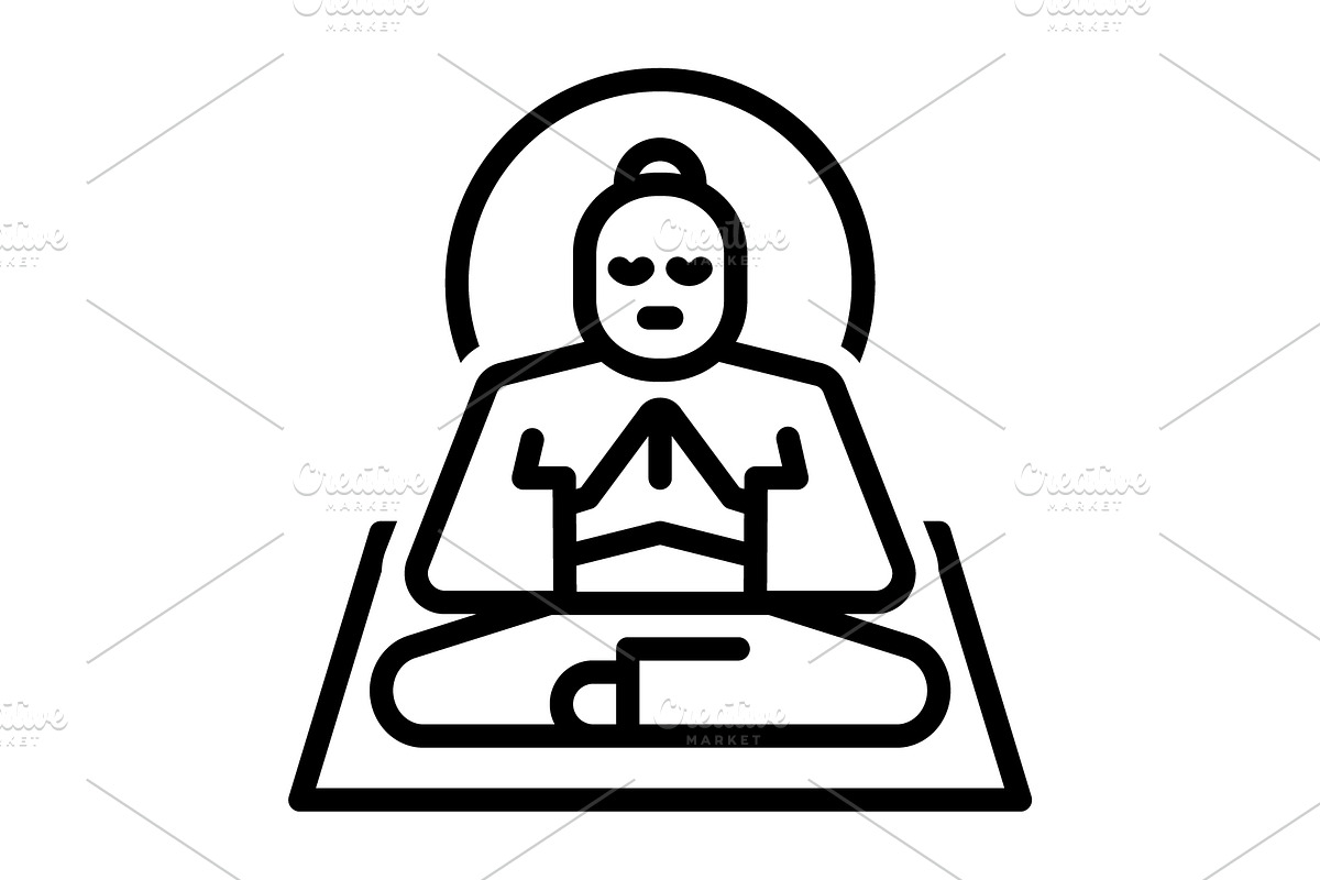 Meditation attention black icon, an Outline Icon by Creative priyanka