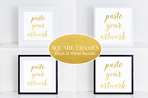 Square Frames Mockup Bundle 55 B&w