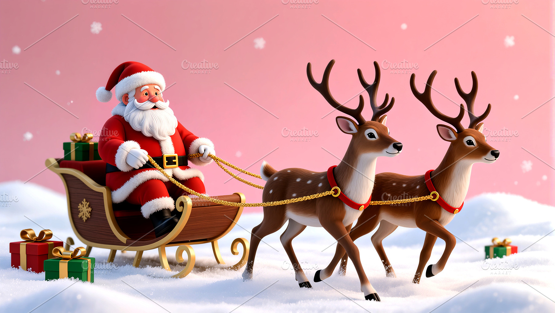 Santa Claus in his sleigh reindeer, a Holiday Photo by Rafoz