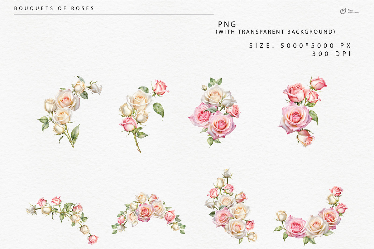 Roses - watercolor flowers, an Object Illustration by ollalya (Photo 3 of 8)