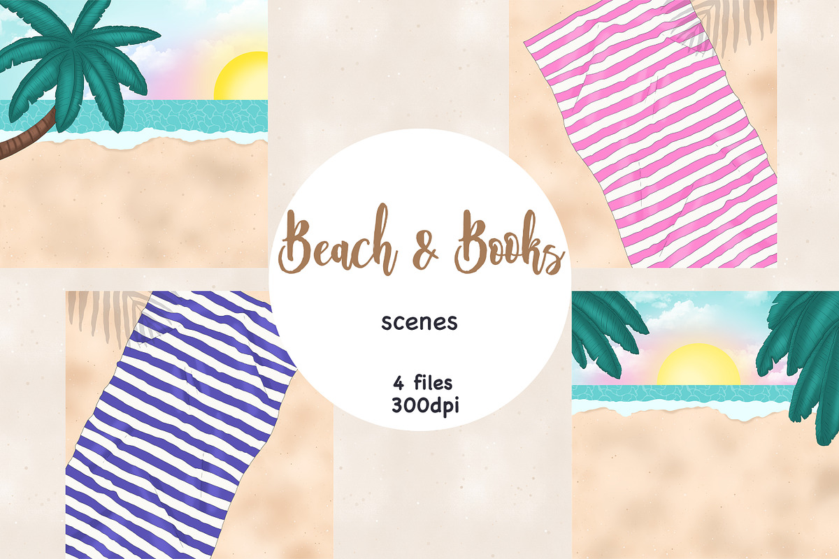 Beach Scene Creator Vacation Clipart, a Seasonal Illustration by GlamArtZhanna (Photo 1 of 3)