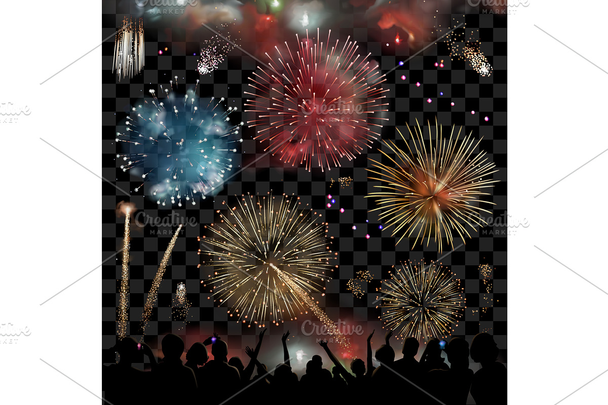 Holiday with fireworks, vector set, a Decorative Illustration by Allevinatis Studio