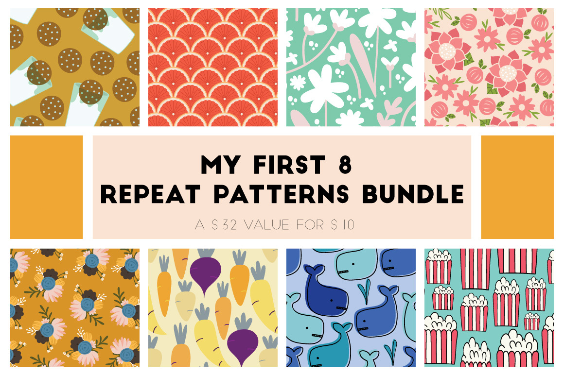 8 Seamless Repeat Patterns Bundle, a Pattern Graphic by K McCormack Designs