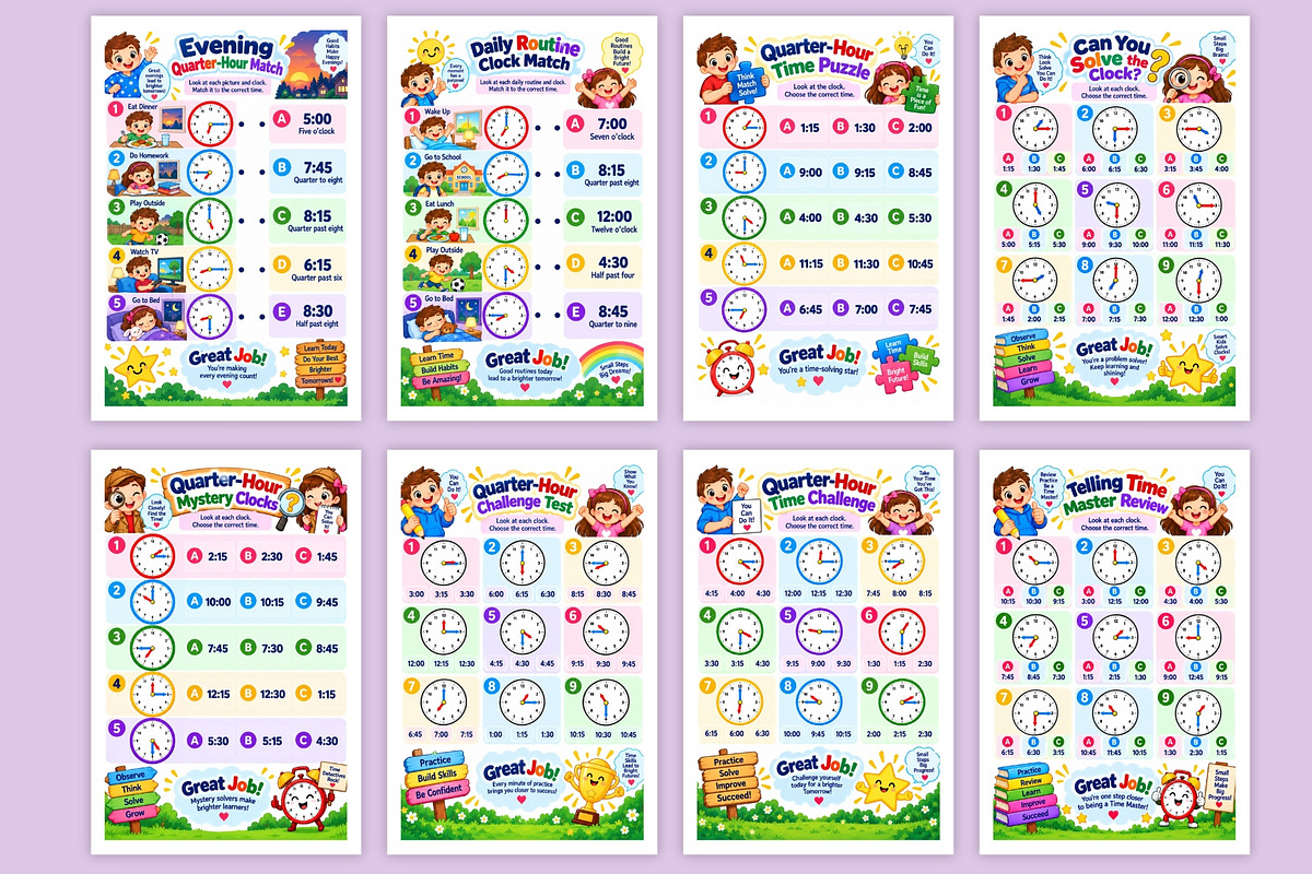Clock Faces: Quarter Hours, a Stationery Template by Designmela01 (Photo 4 of 6)