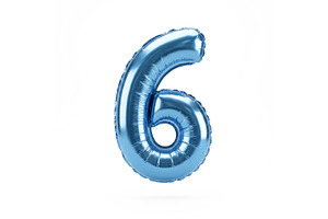 Blue Metallic Number 6 Foil Balloon
