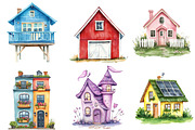 Watercolor House Clipart, an Illustration by Watercolor design (Thumbnail 2 of 4)