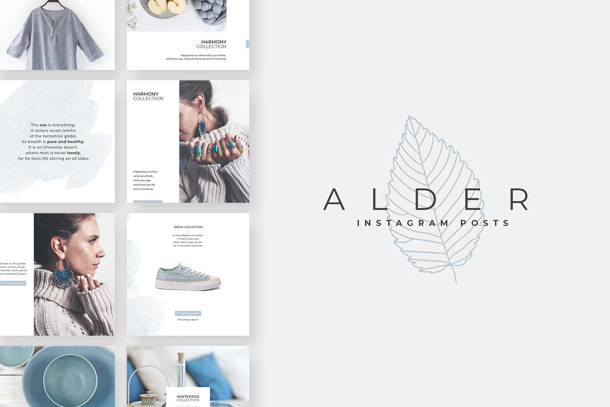 Alder Instagram Post Templates, a Social Media Template by Studio Sumac (Photo 1 of 5)