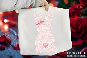 White Lace Bunny Coquette Bow Png, an Illustration by Canvas Craft