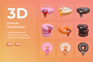 3D Donuts Illustrations