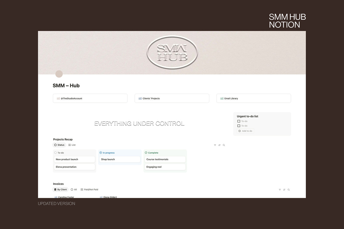 Notion – SMM Hub for Freelancer, a Templates & Theme by Aire Studio (Photo 2 of 10)