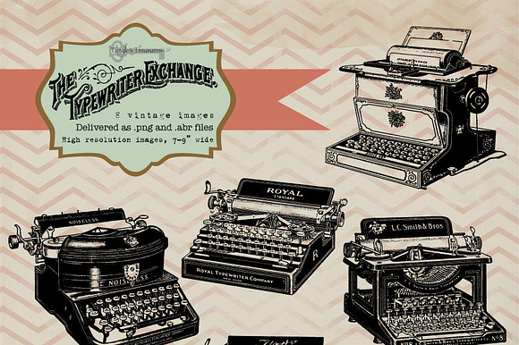 Vintage Typewriter Clipart Brushes