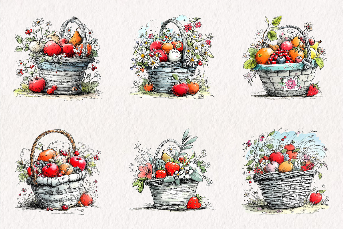 Summer Fruit Basket Clipart, an Illustration by CreationArt (Photo 6 of 7)