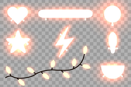 Set of realistic glowing lamp Vector