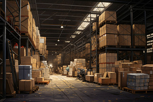 A bustling warehouse packed to the b, a Photo by Iftikhar Alam