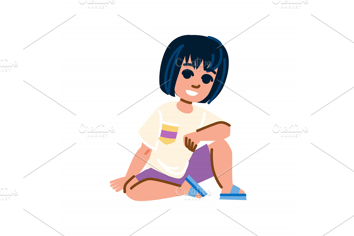 Smiling child sitting and having fun, an Illustration by pikepicture