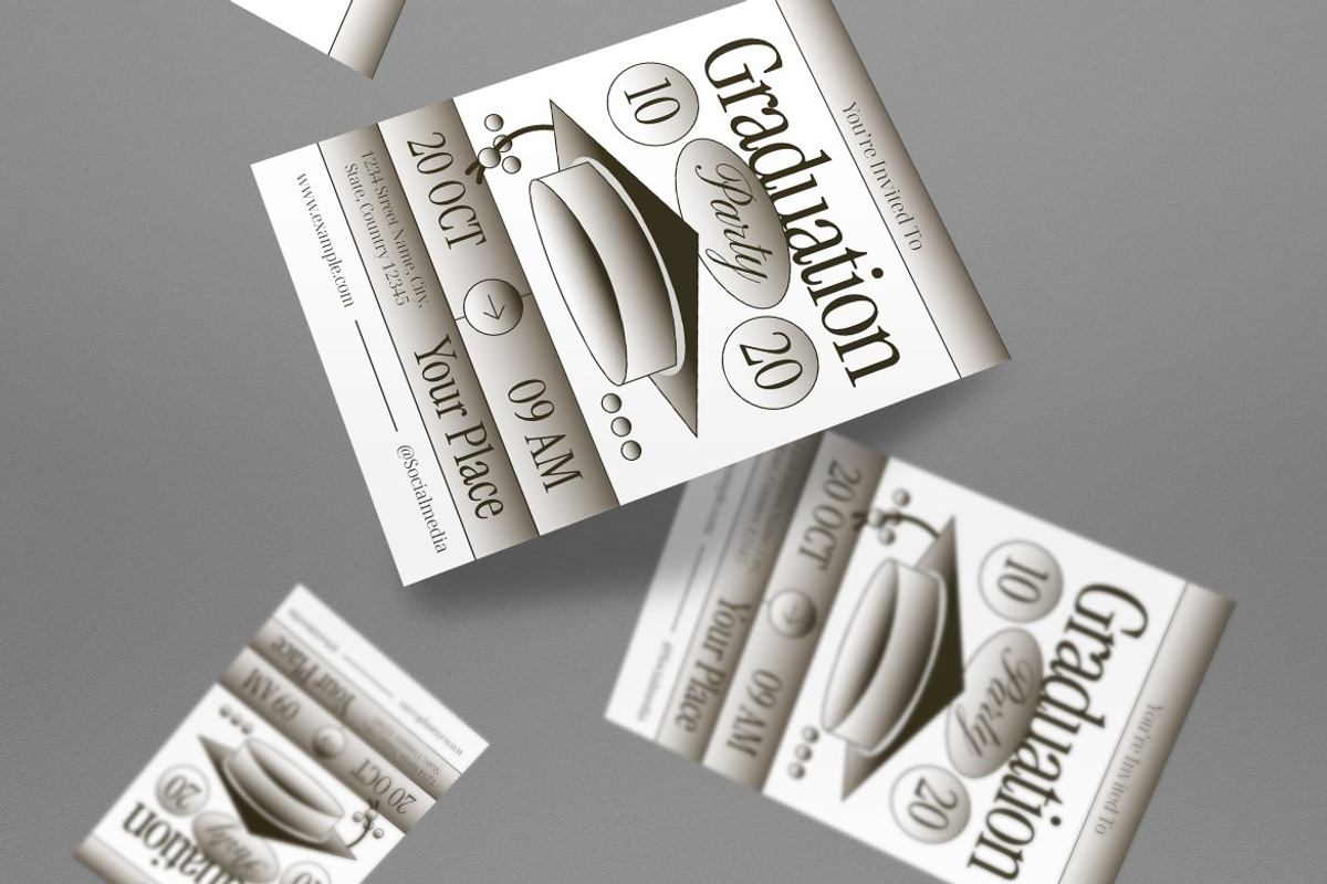 White Gradient Graduation Invitation, a Flyer Template by graphicook (Photo 2 of 3)