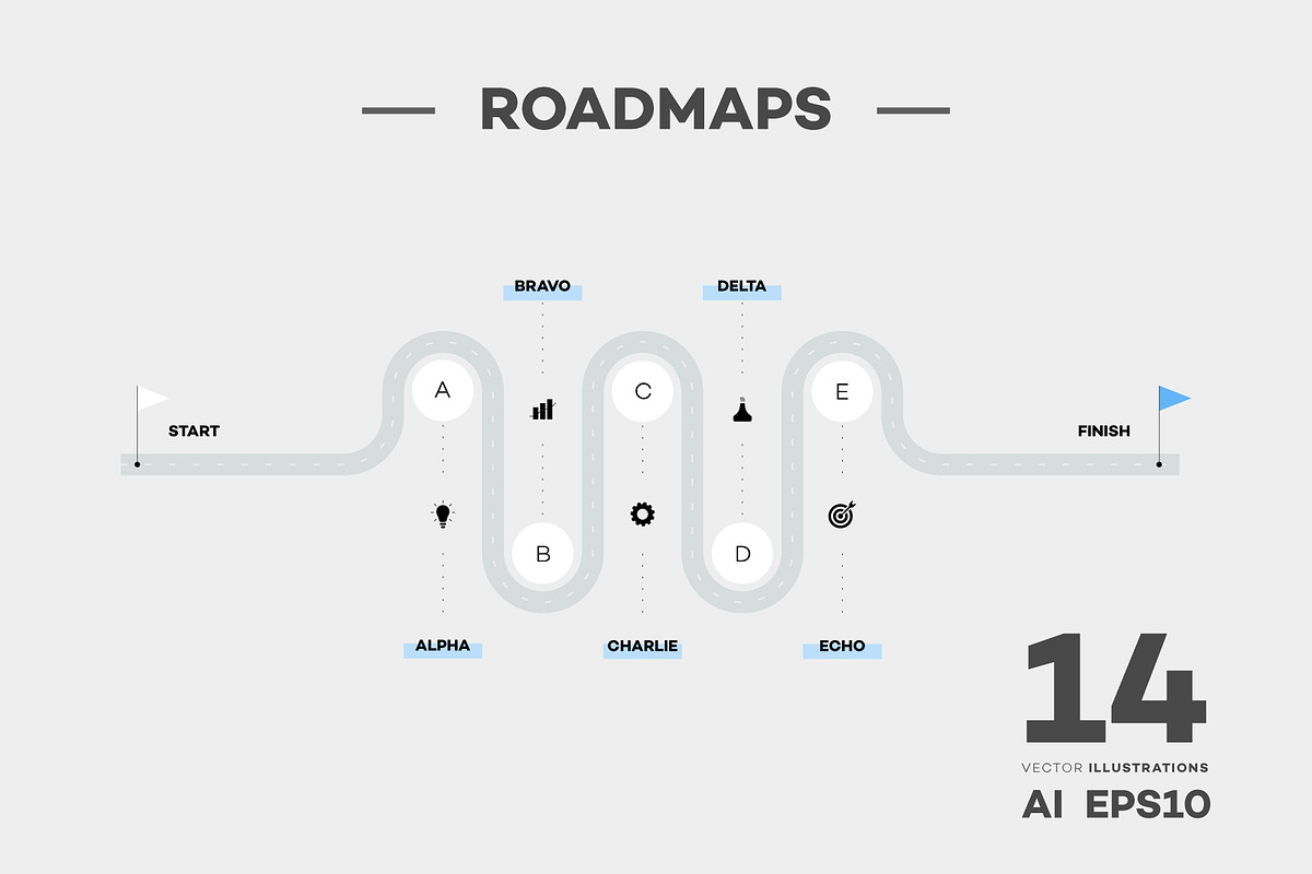 14 vector roadmaps, an Object Graphic by Alexey Yarkin (Photo 1 of 15)