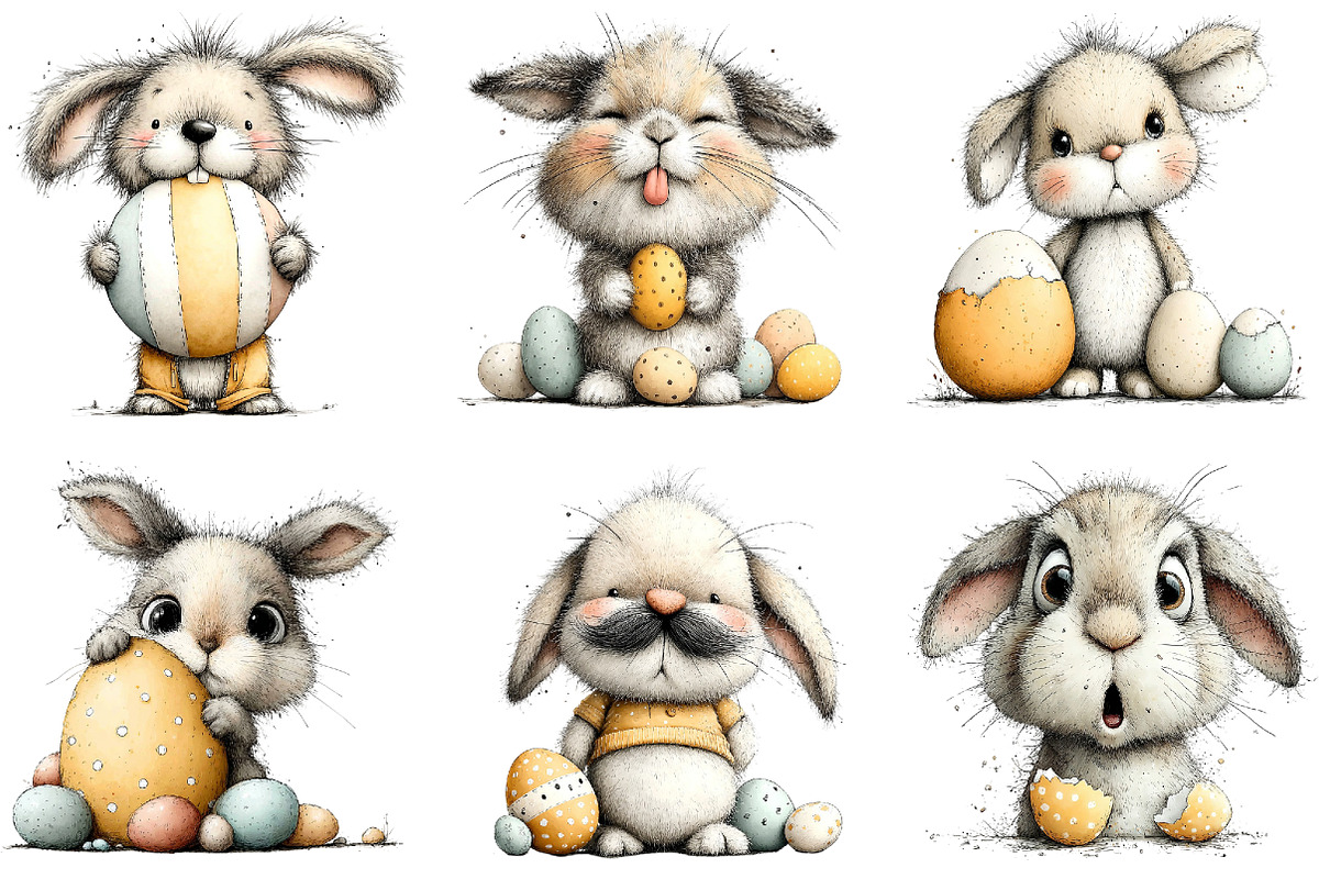 Quirky Easter Bunny Clipart Bundle, an Illustration by Sublimation Artist (Photo 7 of 7)