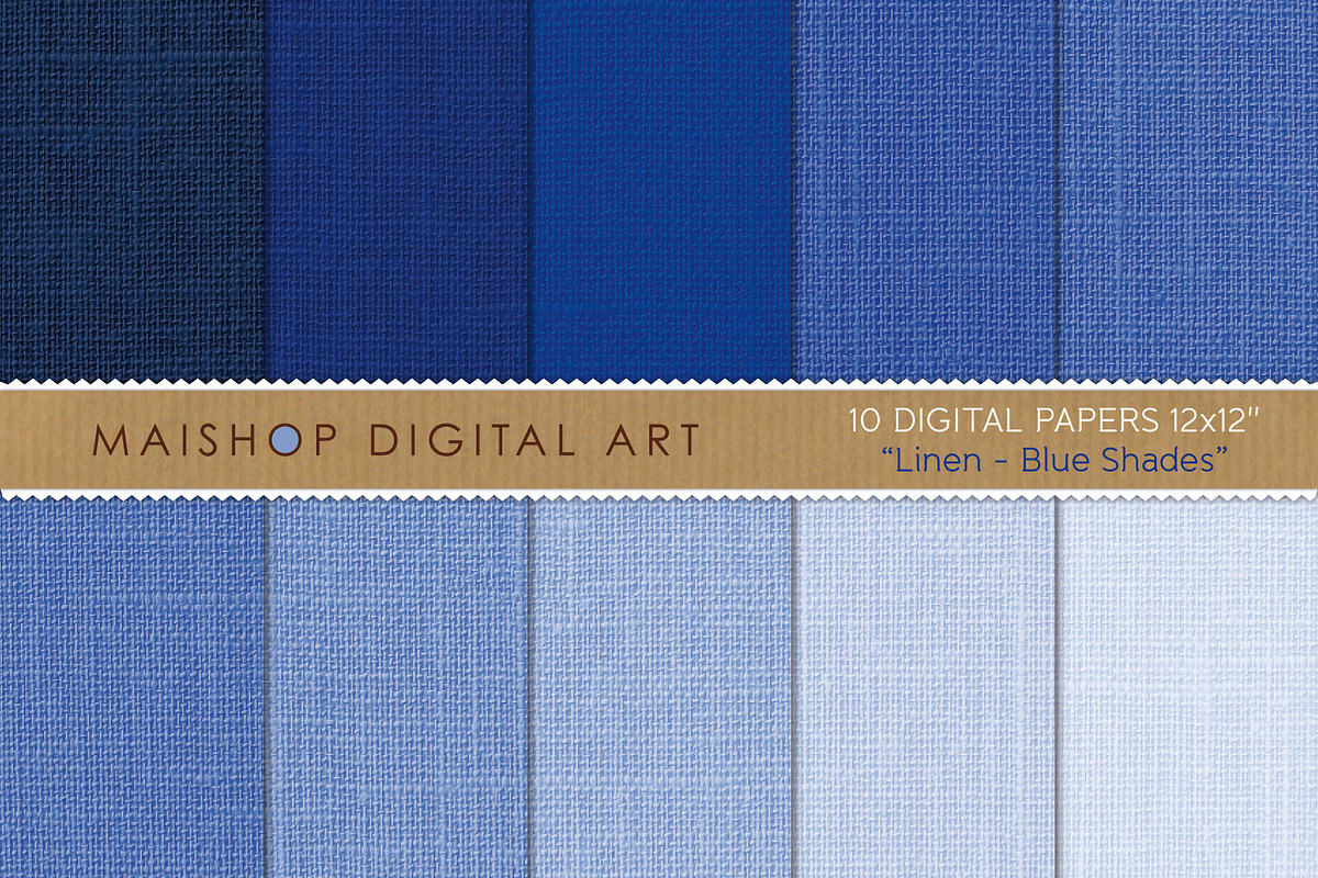 Digital Papers Linen Blue Shades