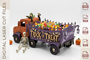 Pumpkin Candy Truck Laser Cut, an Object Graphic by WoodoraCut (Thumbnail 5 of 9)