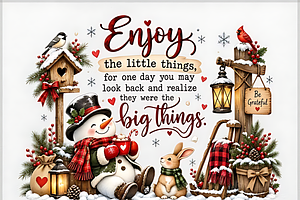 Enjoy the Little Things Christmas, a Seasonal Illustration by Coco Bloom