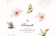 Magnolia watercolor floral set, a Decorative Illustration by Yuliia Lashevska (Thumbnail 12 of 13)