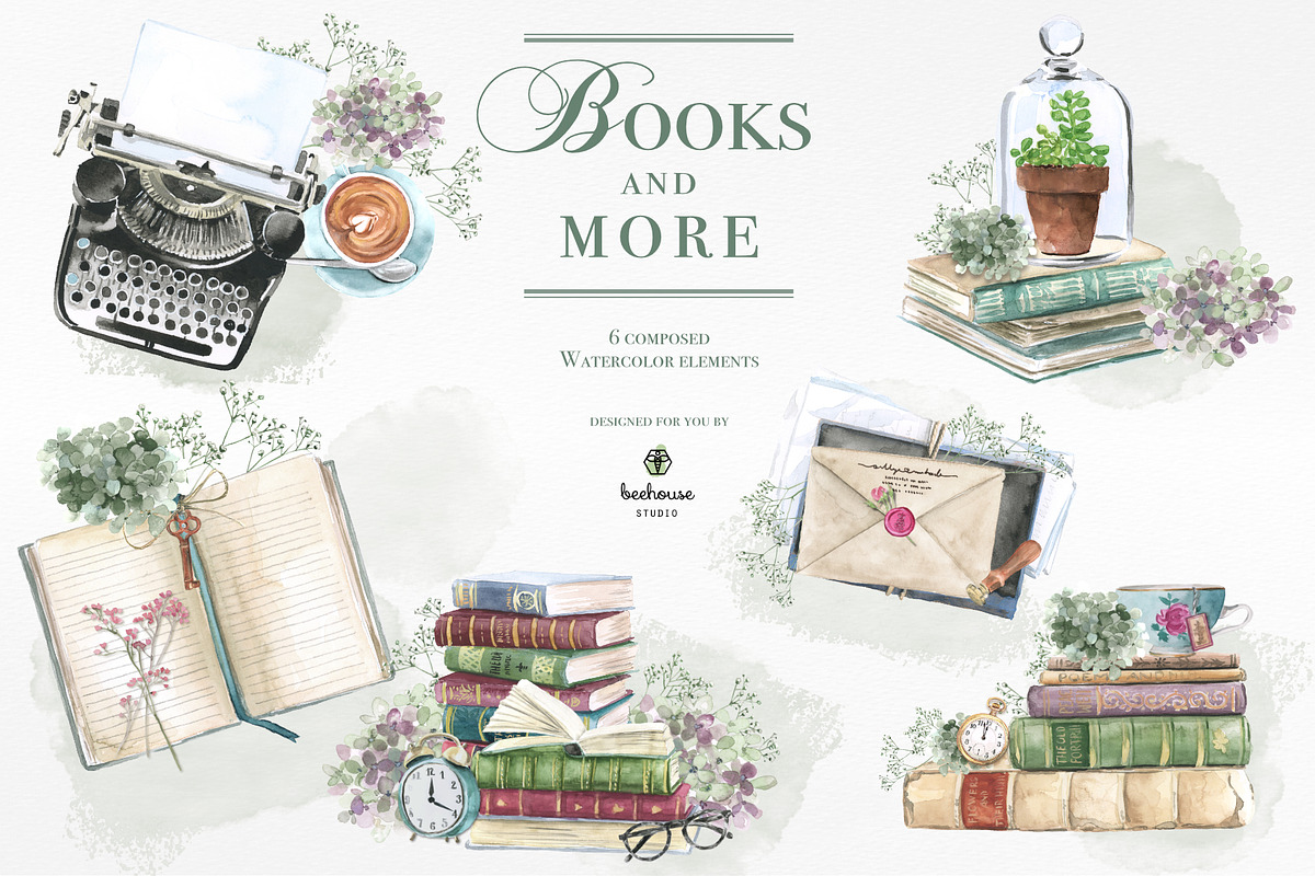 Books&More Watercolor Illustrations, an Education Illustration by beehouse studio (Photo 3 of 5)
