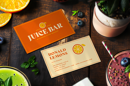 Juice Bar Business Card Mockup