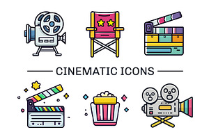 Cinematic icons. Cinema vintage, an Object Illustration by Stock-Smart-Start