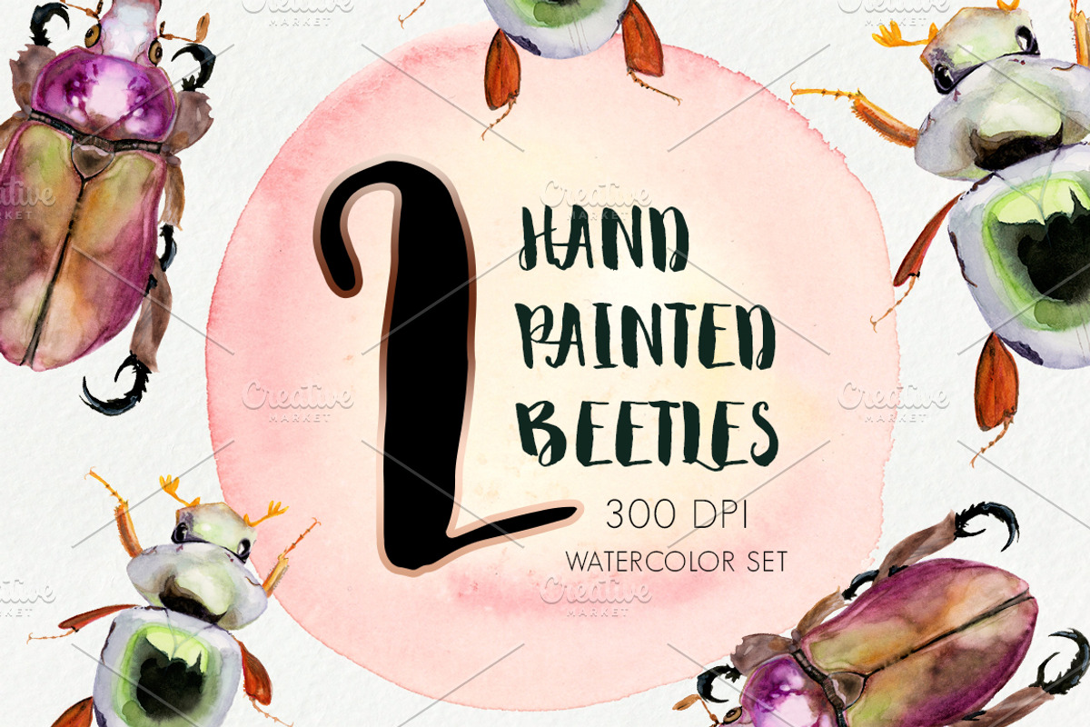 Hand-Painted Beetles, a Graphic by Brianna Perdue (Photo 1 of 2)