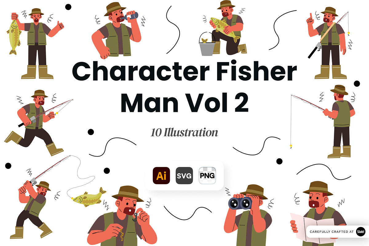 Character Fisher Man Vol 2 Doodle, a Person Illustration by SLAB! Design (Photo 1 of 3)