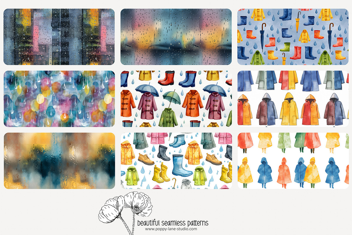 80 rainy weather seamless pattern, a Pattern Graphic by Poppy Lane Studio (Photo 10 of 11)