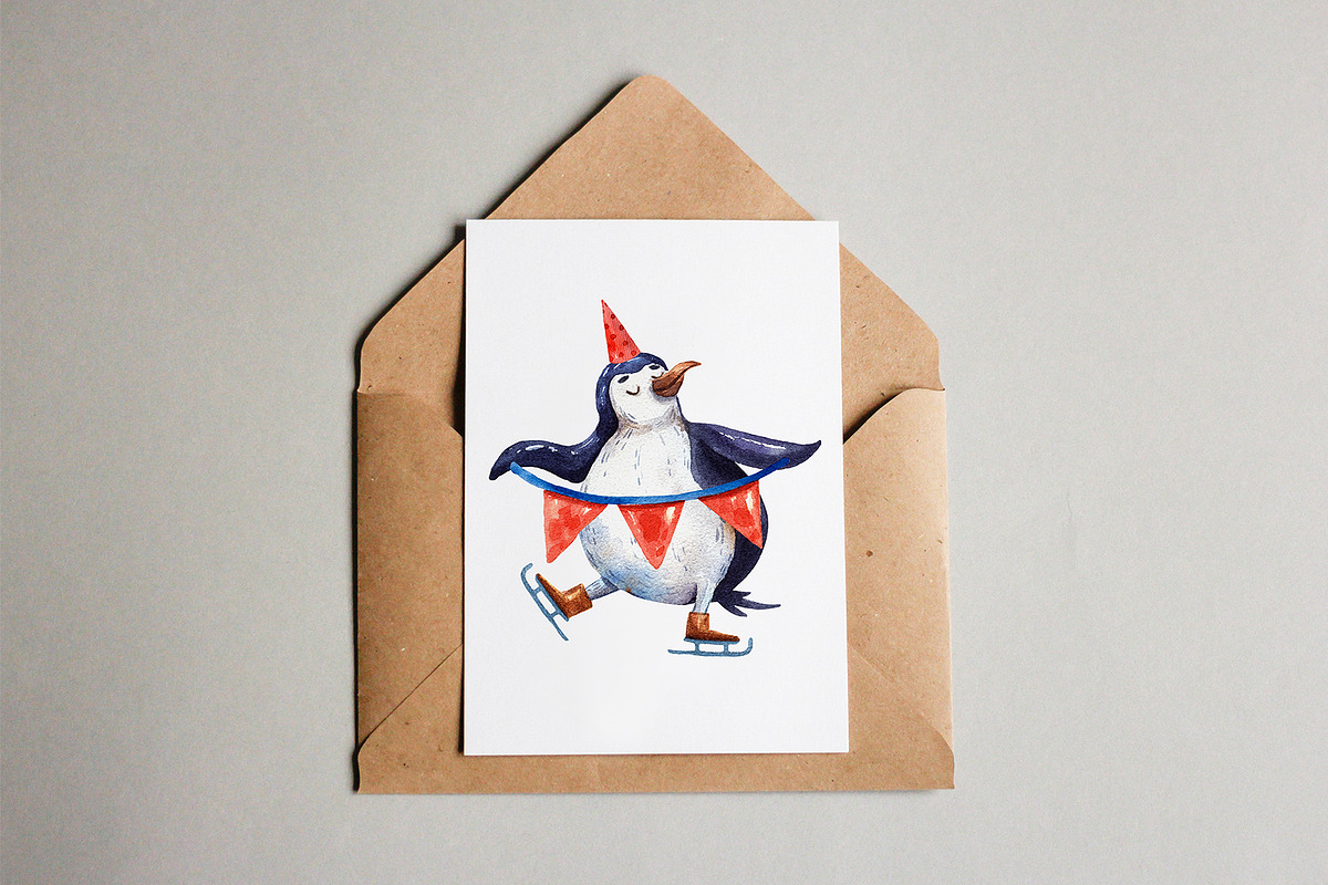 Christmas Friends - Watercolor Set, an Animal Illustration by Mashamashastu (Photo 8 of 11)