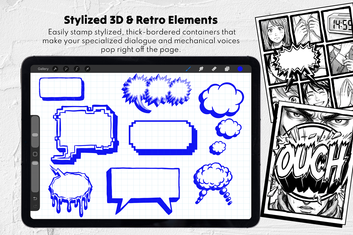 Comic Text Bases Procreate Stamps, a Brush Add-On by Selentaori Studio (Photo 8 of 10)