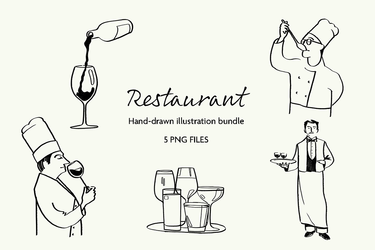 Restaurant Illustration Bundle, a Food Illustration by Little Gremlin (Photo 1 of 8)