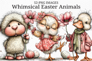 Whimsical Easter Animals Clipart PNG, an Illustration by Craft Nest